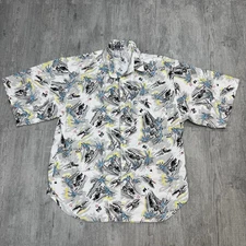 VTG 90S HEET SPORTSWEAR TROPICAL GREY BUTTON SHIRT USA STATUE OF LIBERTY M