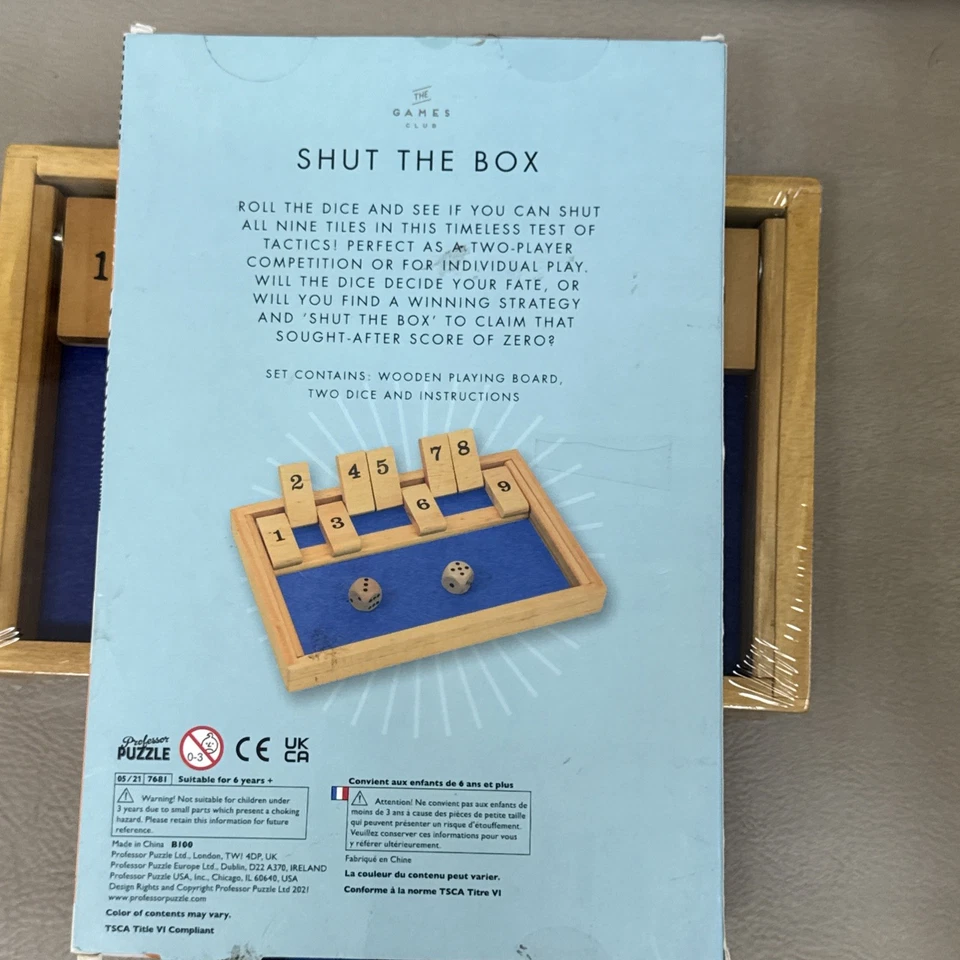 9 Number Wooden Shut The Box Dice Board Set Pub Bar Dice Board The Game Club - Image 3 of 3