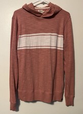 Faherty Hoodie Men XS Summer Surf Stripe Slub Sunwashed Red Pullover See Picture