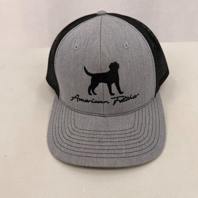 American Fetcher Hat Dog Logo Gray Black Mesh Snapback Trucker Richardson 112
