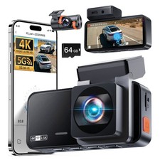 Dash Cam Front and Rear: 4K+2.5K Dash Camera for Cars Free 64GB Card 5.8GHz WiFi
