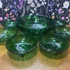 Anchor Hocking  Forest Green "Burple"  Bowl Set Desert Salad Fruit 7 Pieces
