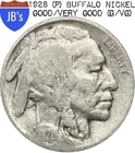 1928 (P) Buffalo Nickel 5c - Good/Very Good (G/VG)