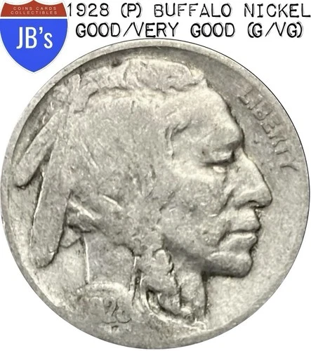 1928 (P) Buffalo Nickel 5c - Good/Very Good (G/VG)