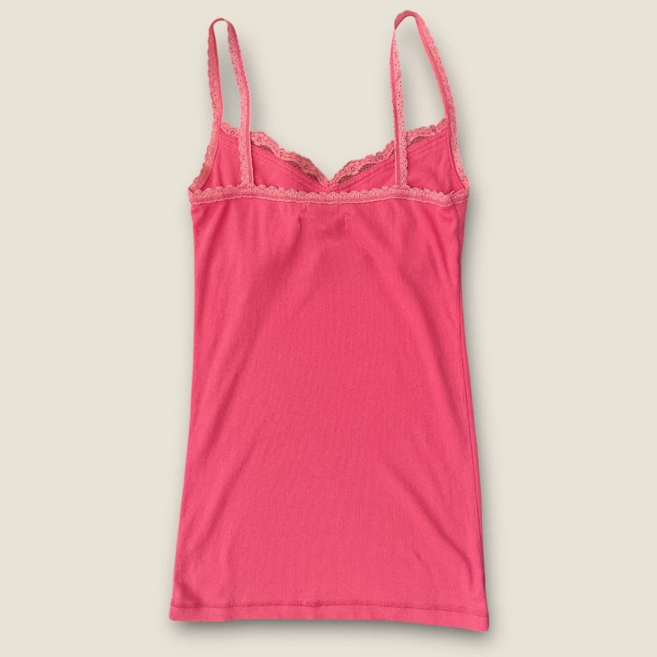 Camisola sin mangas Hollister acanalada con ribete de encaje Y2K años 2000 vintage crepúsculo talla grande Foto 2 de 3