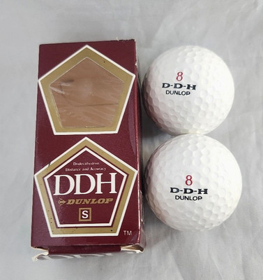 Vintage Dunlop DDH 8 Golf Balls - Pack of 2 - Made in Japan - RARE