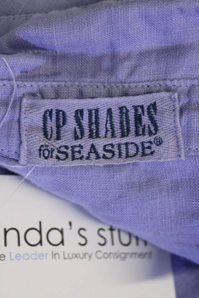 Top túnica CP Shades para mujer cuello de lino cuello en V manga larga púrpura talla XS Foto 4 de 4