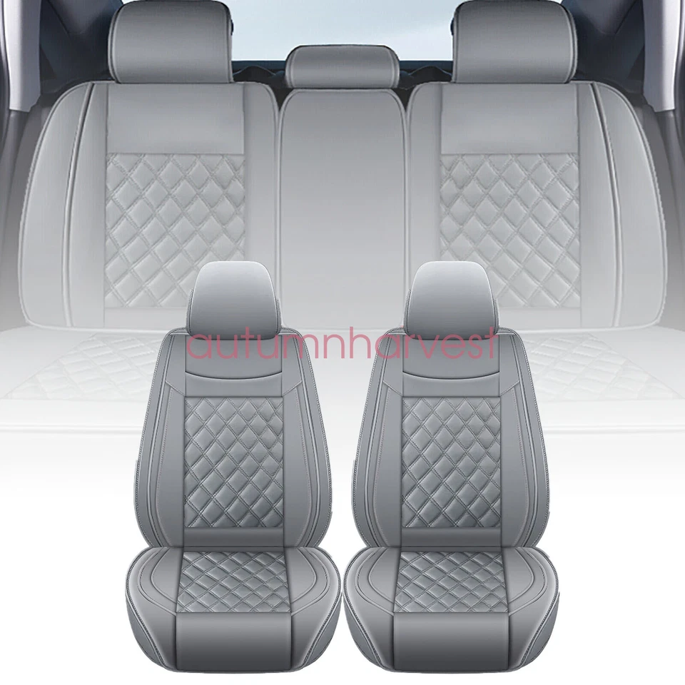 Juego completo de 5 fundas de asiento de cuero PU gris protector de cojín para Honda CR-V Foto 4 de 4
