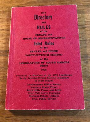 1972 Official Directory & Rules of Senate & House of Representatives Joint Rules