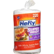 Hefty Super Weight 8-7/8" Foam Plates, White, 220 ct Disposable FREE SHIPPING