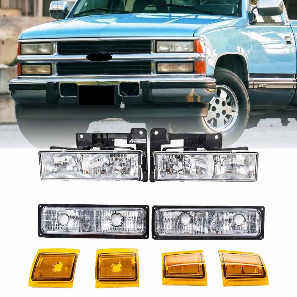 FOR 1994-98 GMC Sierra C/K Pickup Suburban Yukon Headlights+Bumper+Corne Lights
