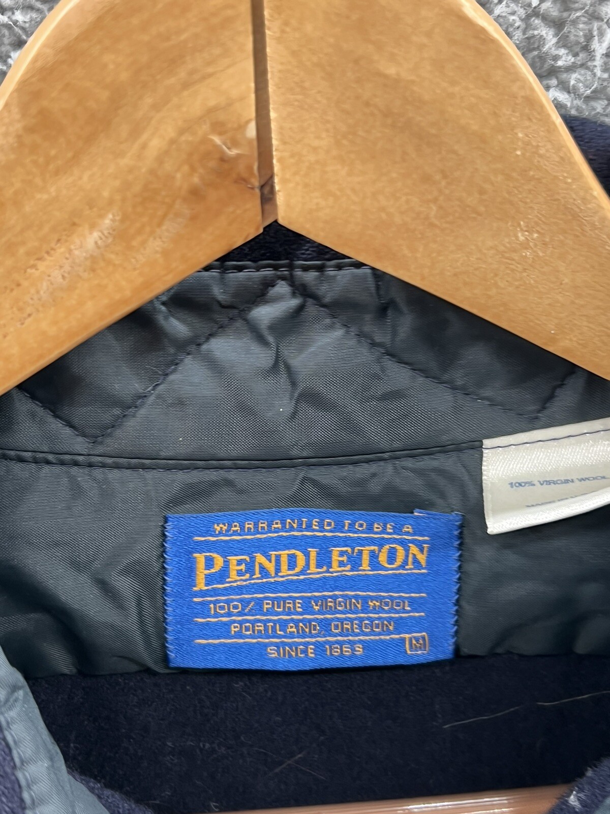 Pendleton Virgin Wool Blue Button Up Suede Elbow … - image 3