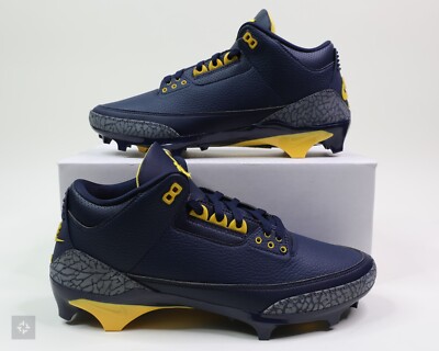 Nike Jordan 3 Alpha Menace Michigan Player Edition Football Cleats Men's Size 11