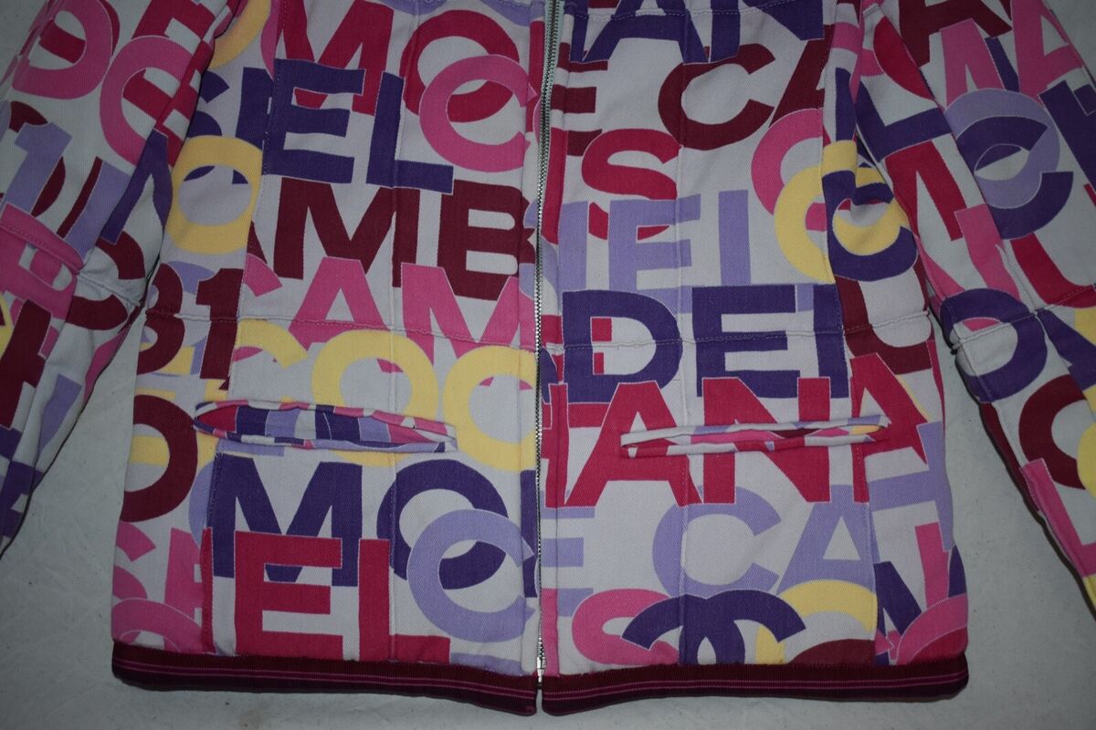 Chanel Identification Multicolour Words Quilted Zip Through Chanel Identification Multicolour Words Quilted Zip Through