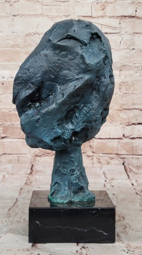 Cabeza de mujer abstracta de bronce sobre base de mármol obra maestra de fundición en caliente oferta de escultura - Imagen 5 de 10