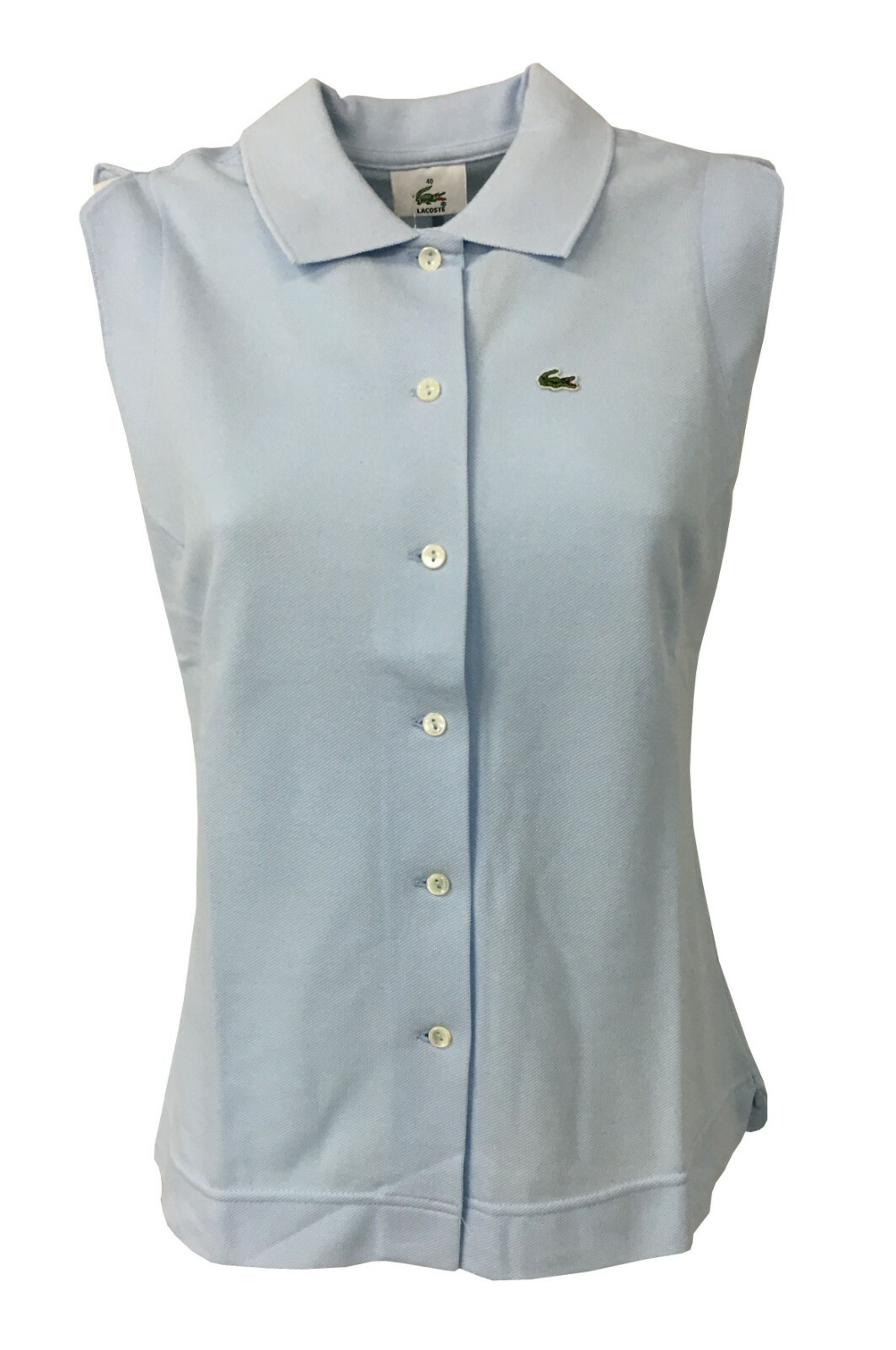 Футболка Donna celeste senza manica LACOSTE con bottoni mod PF122L из 100% хлопка 