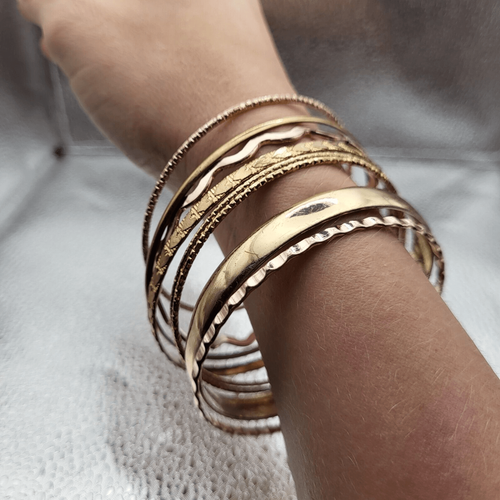 Vintage 90’s Boho Bangle Bracelet Set / Lot Of 7 - Afbeelding 2 van 3
