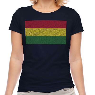 BOLIVIEN KRITZELFLAGGE DAMEN T-SHIRT TEE TOP GESCHENK BULIWYA WULIWYA