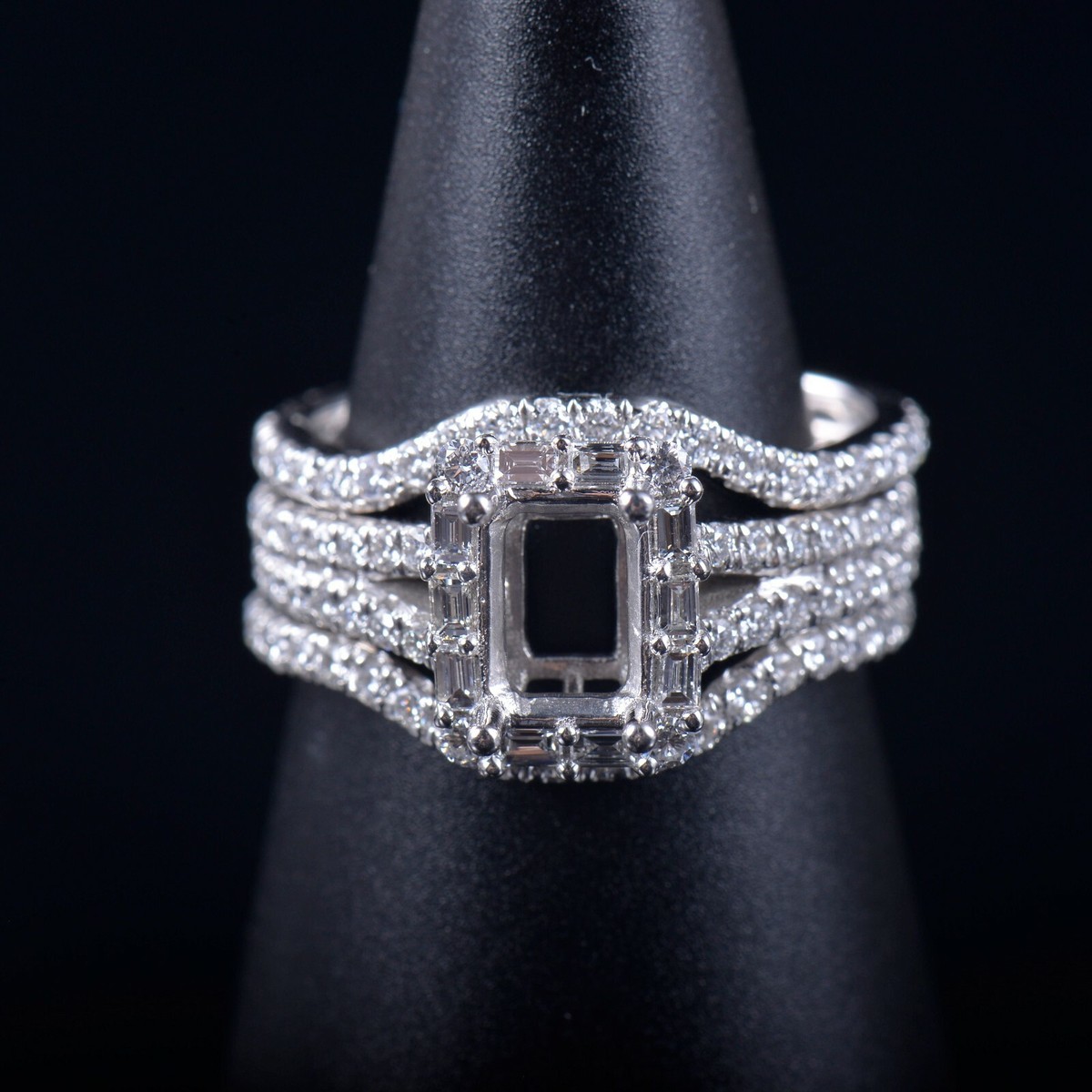 Diamonds Engagement Ring Sets Two Matching Band 14K White - Main Image