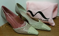 NINA Semi Sheer Rhinestone Dress Heels Pumps Shoes Women's 7M W/Dustcover