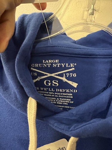 New Air Force Grunt Style Hoodie Large USA American Flag USAF Pullover Blue - Picture 7 of 7
