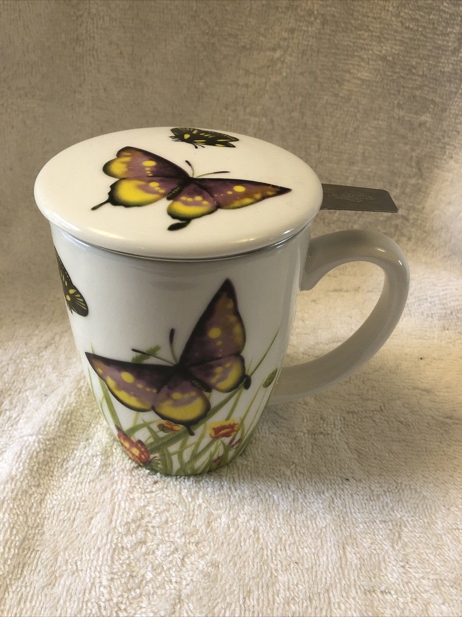 Teaopia Mug With Lid & Infuser Butterflies | eBay