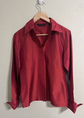 Satin Outfit Blusa Roja Manga Larga Camiseta Hombres Moda Rojo