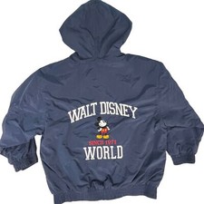 Vintage SMALL Boys Walt Disney World Kids Mickey Mouse Blue Jacket Hoodie Y2K