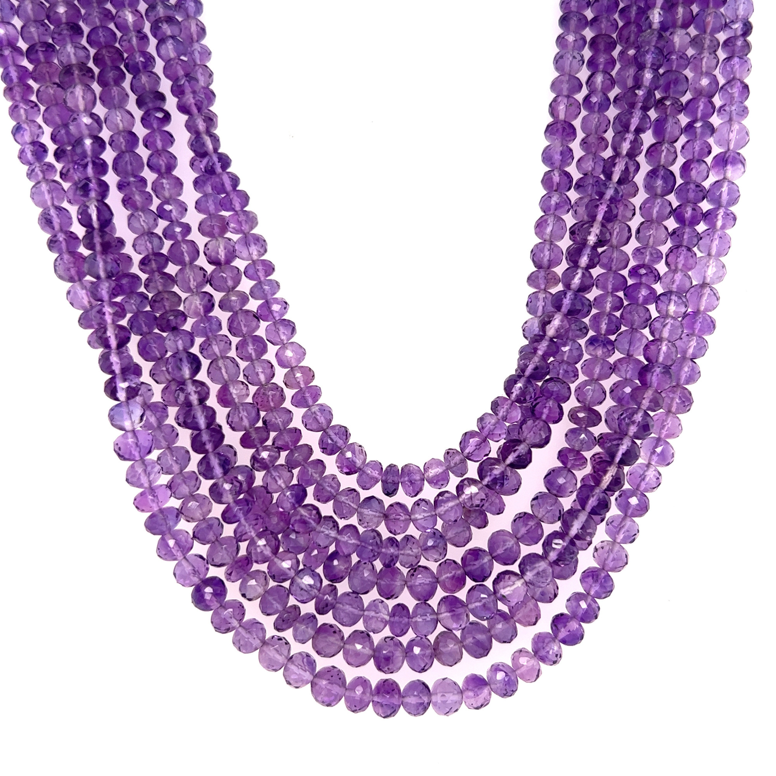 Purple Amethyst Beaded 7 Strand Handmade Necklace