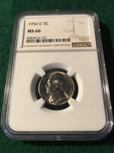 1956-D JEFFERSON NICKEL 5c NGC MS 66