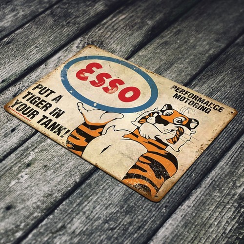 Tin Sign ESSO Motor Oil Rustic Gas Station Mechanic Garage Decor Bar Man Cave - Picture 3 of 6