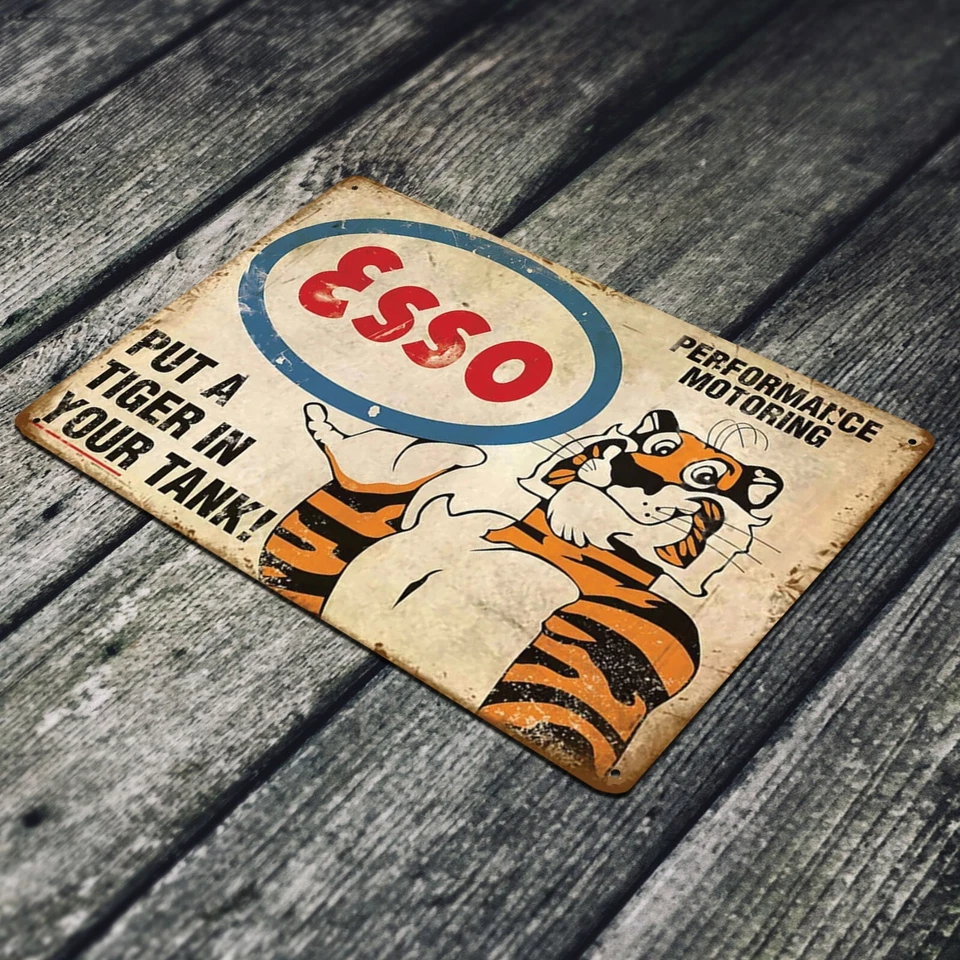 Tin Sign ESSO Motor Oil Rustic Gas Station  Mechanic Garage Decor Bar Man Cave - Image 3 of 4