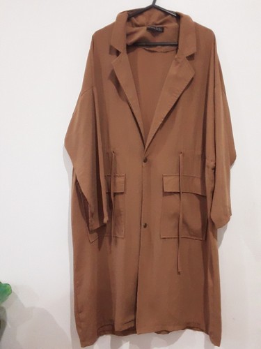 Iceberg Fashions Long Jacket Trench Style Womens size 12 Buttoned Long Sleeves - Picture 7 of 13