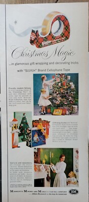 1957 Scotch Brand Cellophane Tape 3M Company Christmas Magic Vintage ad