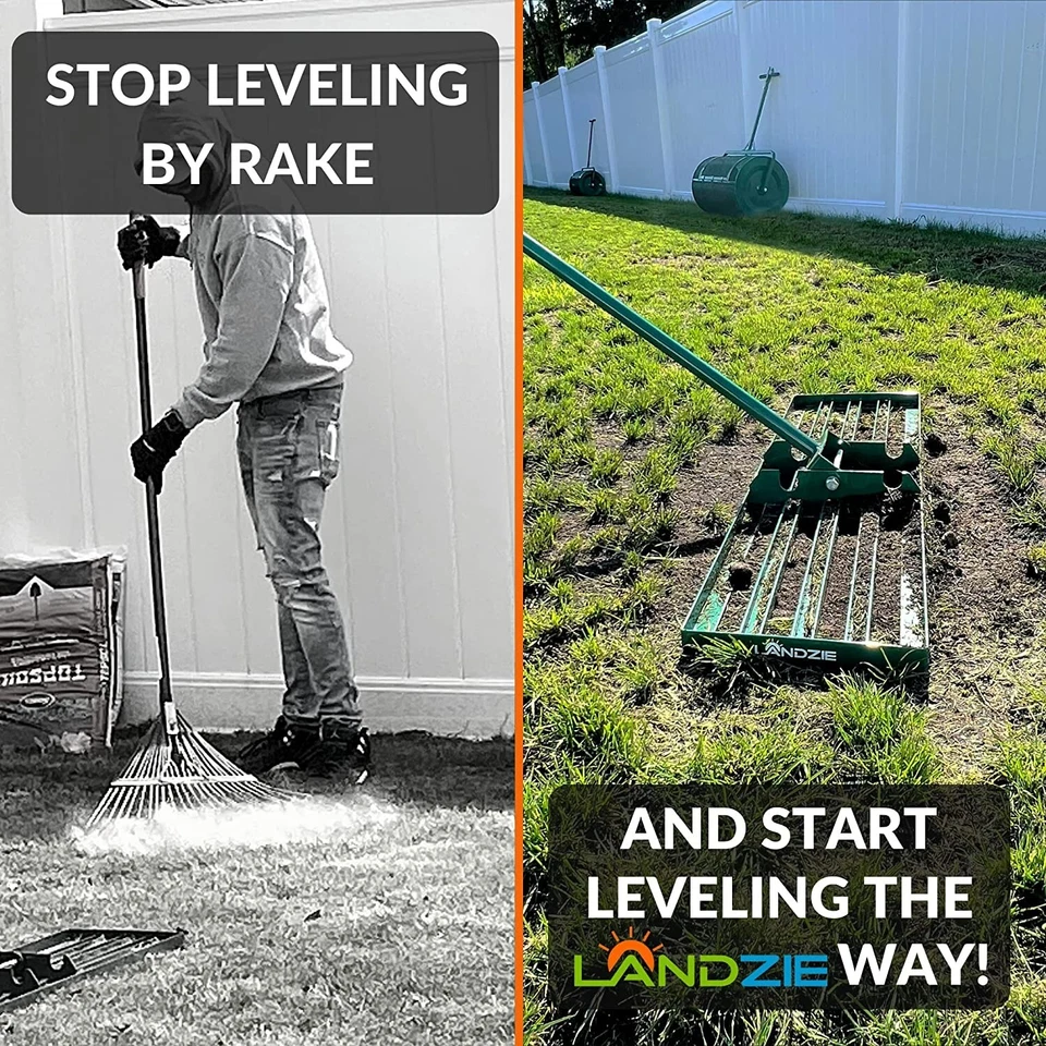 Landzie Lawn Leveling Rake - 48 Inch XL Lawn Care Yard, and Garden Leveler Rake - Image 2 of 4