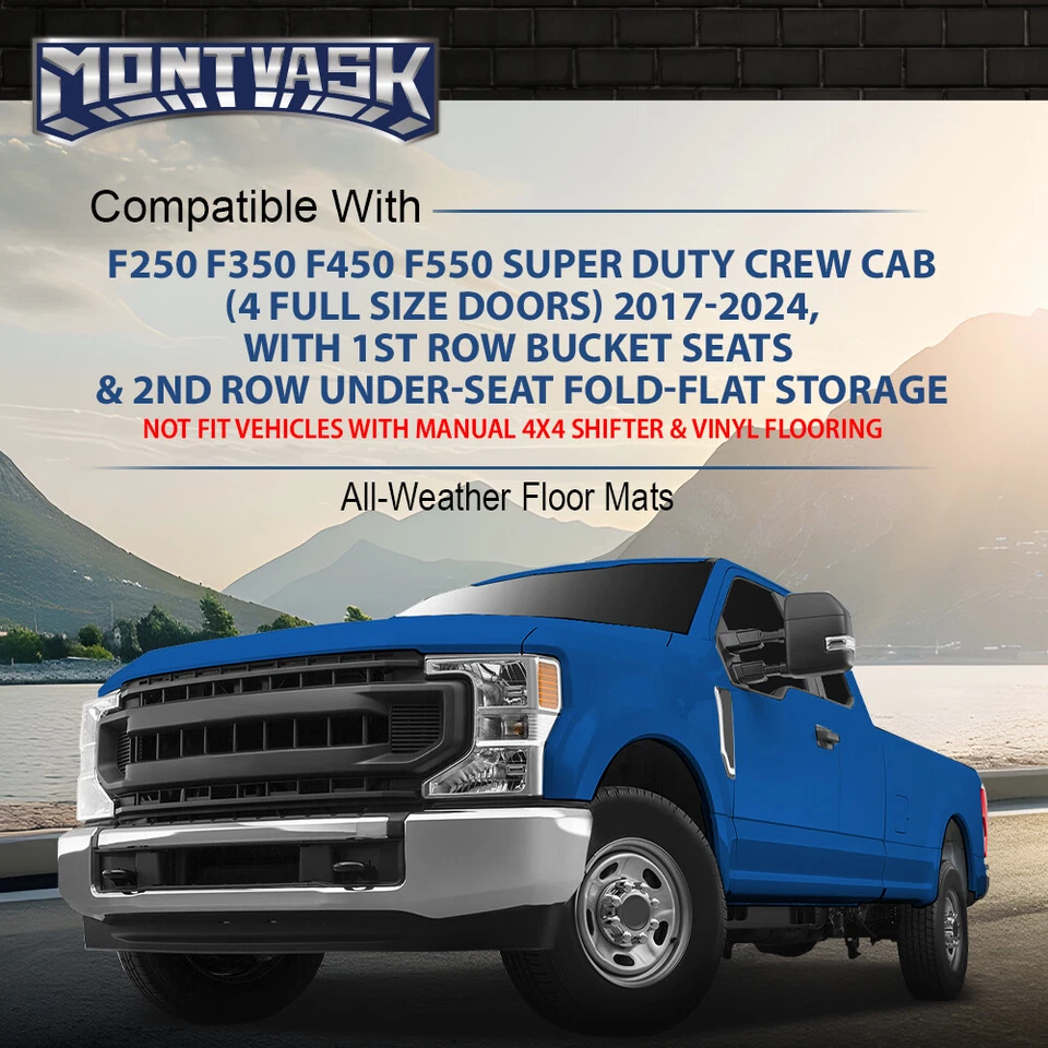 Tapetes forros aptos para Ford F-250/F-350 Super Duty 2017-2024 doble cabina TPE Foto 2 de 4