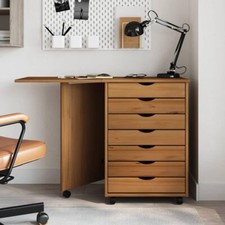 Foldable Design Rolling Cabinet Desk, Computer Desk with 7 Storage Drawers