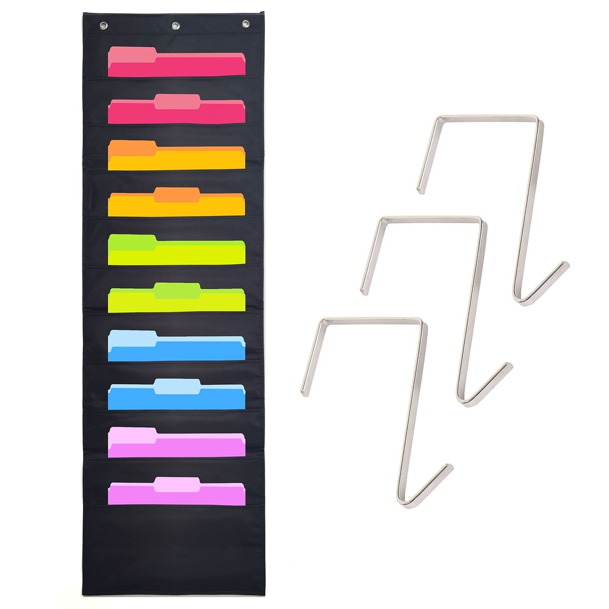 10 Pocket Hanging Wall File Organizer Over The Door Hanger for Home Office