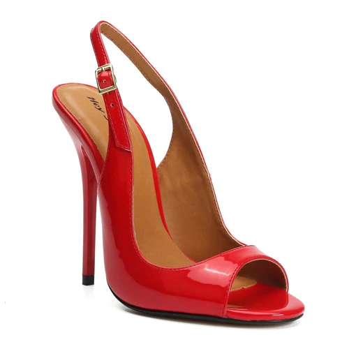 Women's shoes peep toe high heels pumps Slingback Red Crossdressers high heels - Picture 7 of 17