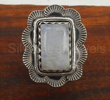 Natural Rainbow Moonstone Gemstone Ring, 925 Sterling Silver Ring, Gift For Her