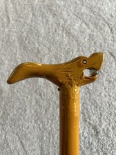 Vintage Oriental Style Wood Whale Walking Stick Walking Cane Three Feet Tall