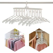 Image of 8 In 1 Plastic Clothes Coat Hangers Non Slip Foldable 360 Degree Space Saver