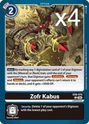 4x Digimon Card Game Zofr Kabus EX8-070 Chain of Liberation Common NM