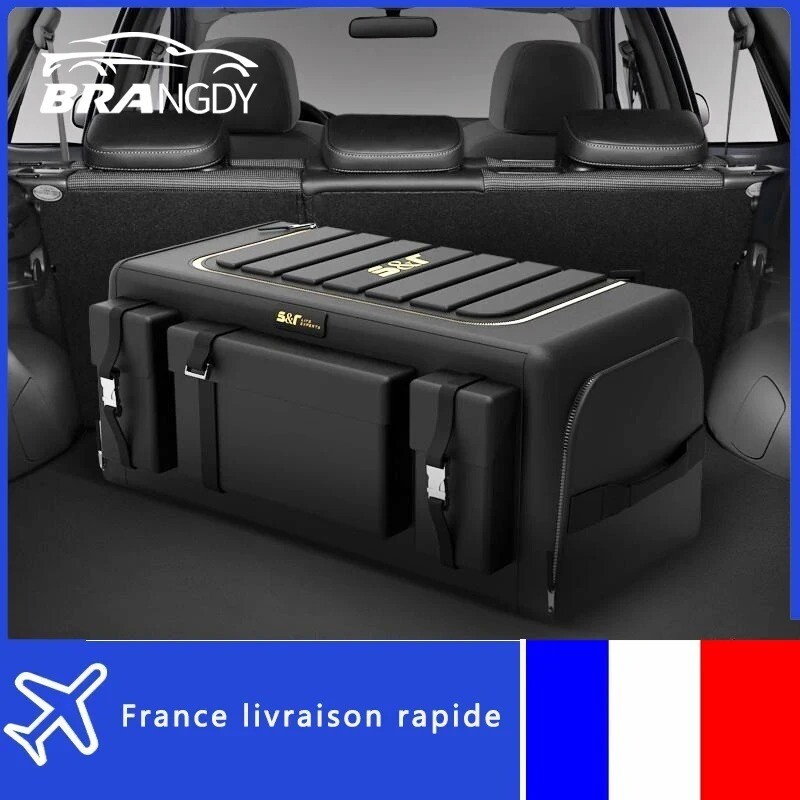 Organisateur coffre voiture haut de gamme Oxford étanche 70L avec couvercle de protection noir