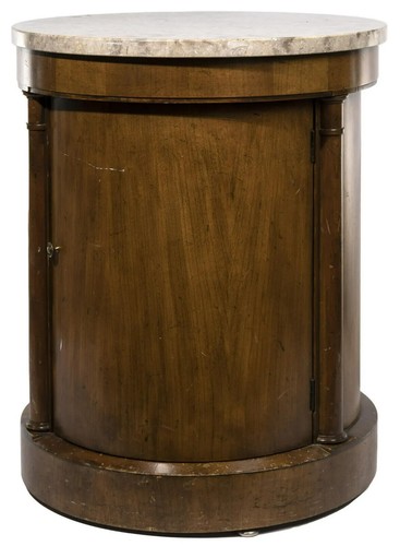 Baker Mahogany Barrell Marble Top Table Baker Furniture - Picture 2 of 4