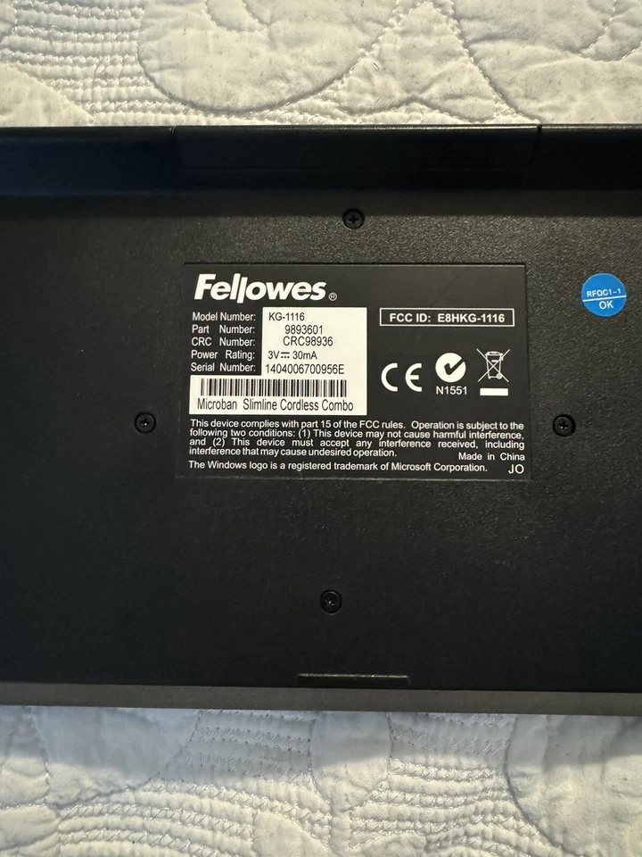 Fellowes Microbe Slimline Cordless Combo Keyboard  - Image 3 of 3