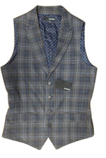 79.50 Murano Plaid Vest Polyester-Viscose DK Gray size S