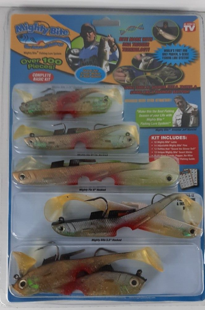 FISHING LURES SOFT PLASTIC MIGHTY BITE AS SEEN ON TV COMPLETE BASIC KIT