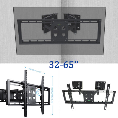 Strong 32''-65'' TV Corner Mount Swivel/Tilt Dual Extension Arm Heavy Duty Bracket