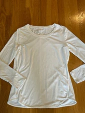 NEW T BY TALBOTS ACTIVE SUPERSOFT JERSEY TEE WHITE SLUB LONG SLEEVE M